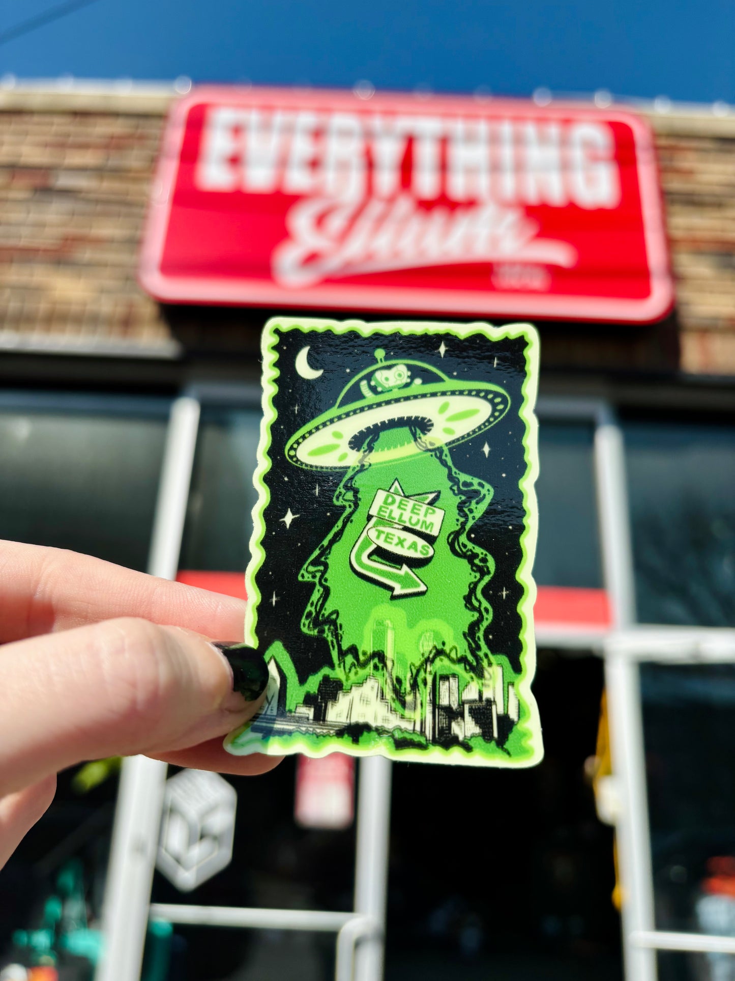 Deep Ellum Abduction Glow in the Dark Sticker